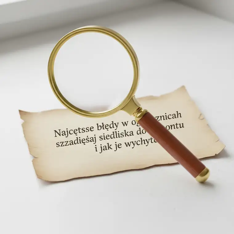 Stare siedlisko do remontu sfotografowane na wsi, pokazujące budynek i działkę, ilustrujące najczęstsze błędy w ogłoszeniach sprzedaży