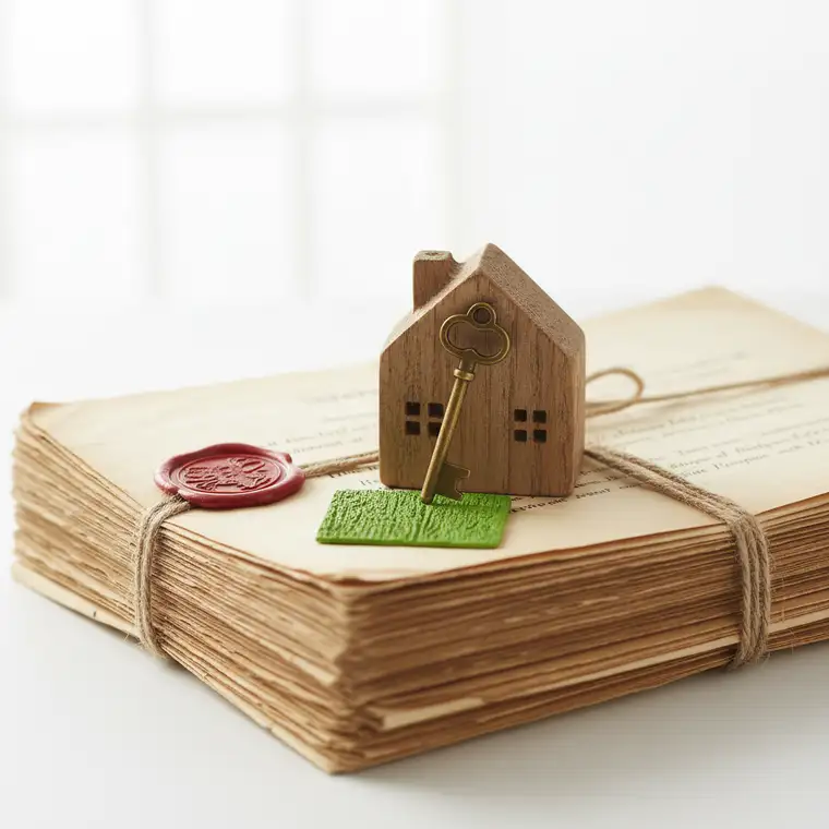 Widok wiejskiego siedliska z polami uprawnymi; ilustruje, na co uważać przy kupnie siedliska z dzierżawą ziemi rolnej i planowaniu własnej inwestycji