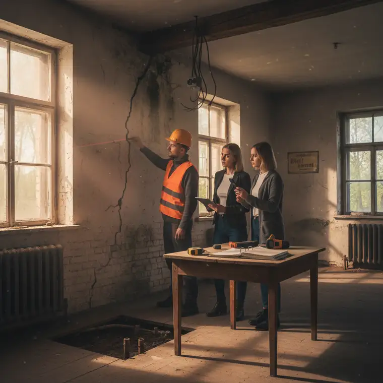 Widok siedliska z działką, pokazujący dach, teren i infrastrukturę wymagające oceny przed negocjacją ceny