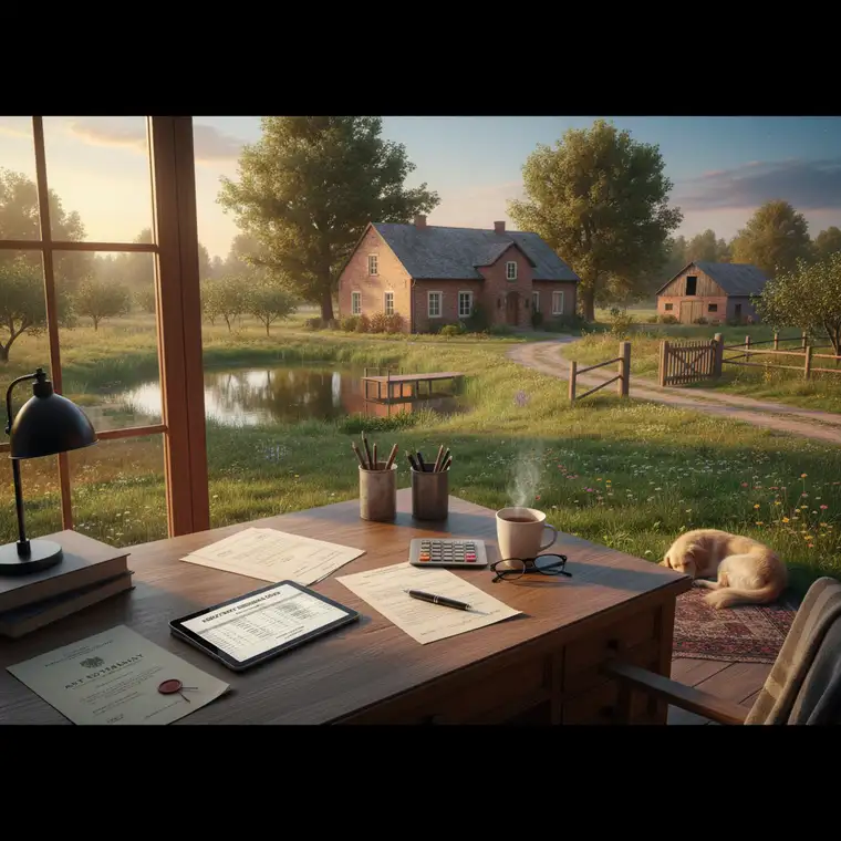 Siedlisko 1 ha z domem podczas remontu i adaptacji, pokazujące jak rosną całkowite koszty zakupu siedliska 1 ha z domem w 2026 roku