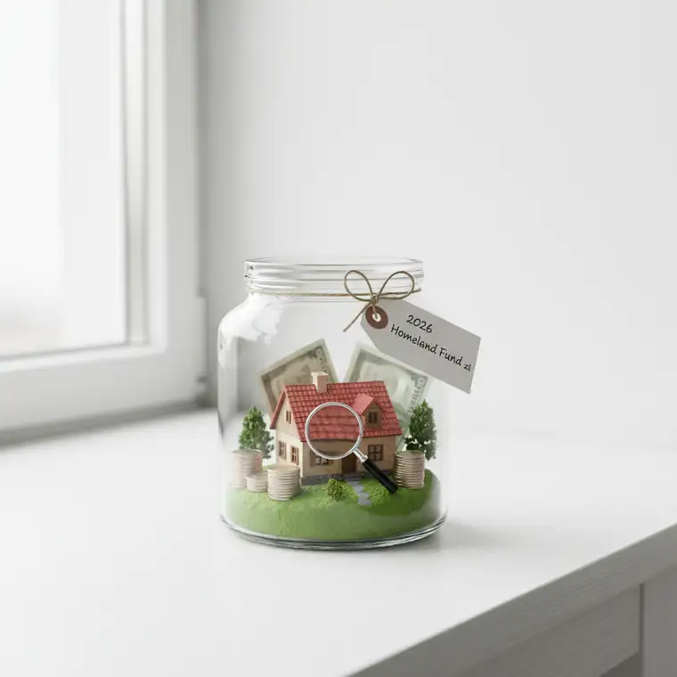 Widok siedliska 1 ha z domem w otoczeniu zieleni, ilustrujący planowanie całkowitego kosztu zakupu siedliska 1 ha z domem w 2026 roku