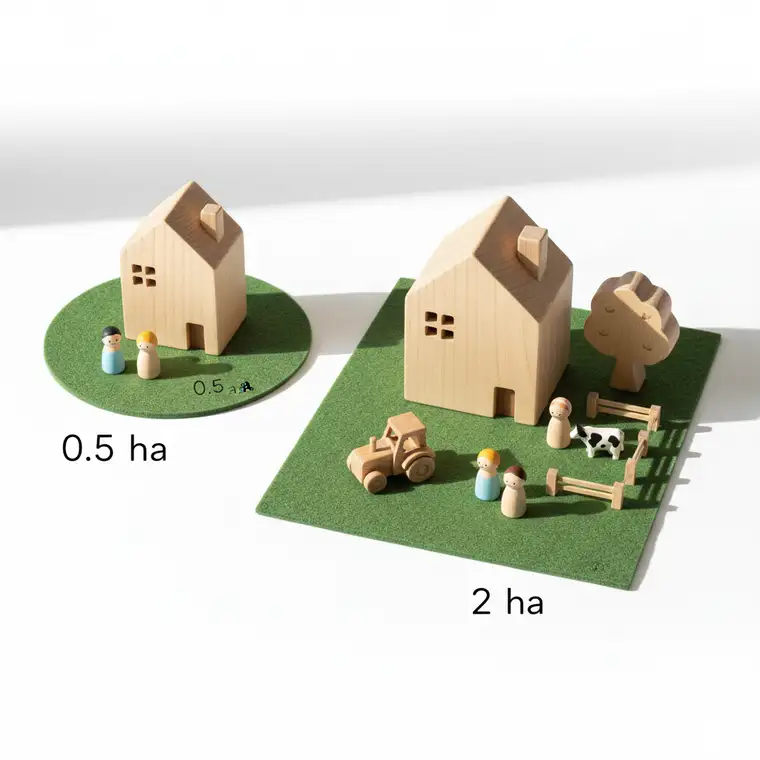Rodzina z dwójką dzieci na tarasie domu na wsi, rozmawiająca o wyborze siedliska 0,5 ha czy 2 ha i planująca życie poza miastem