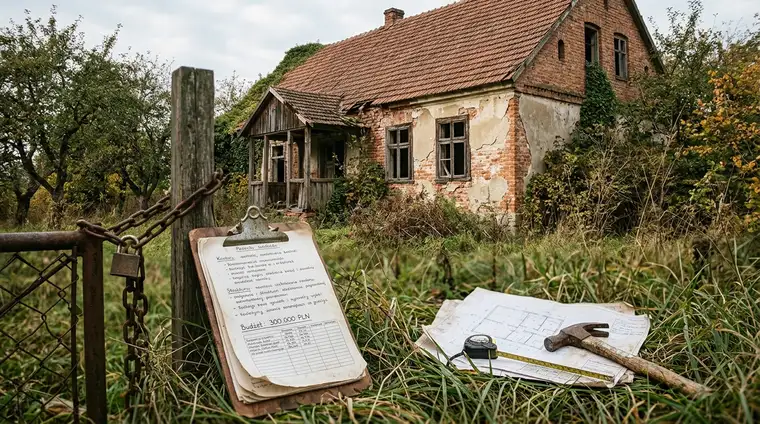 Siedlisko z budynkiem do rozbiórki czy do remontu przy budżecie 300 tysięcy