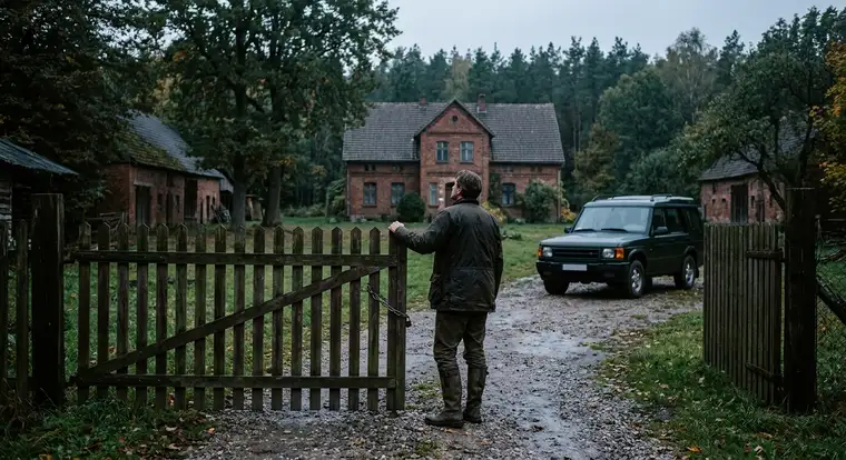 Kupujący sprawdza księgę wieczystą siedliska na laptopie, analizując problemy prawne przy częstym odwoływaniu wizyt przez sprzedającego