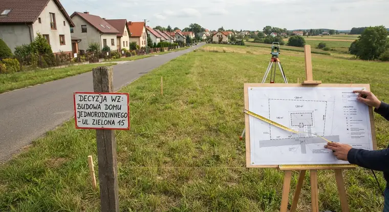 Analiza urbanistyczna warunków zabudowy działki siedliskowej na wsi na tle mapy zasadniczej i notatek z postępowania administracyjnego
