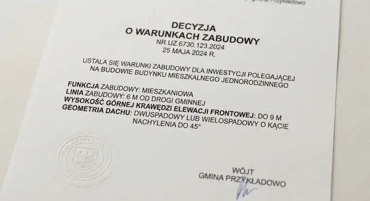 Działka budowlana bez planu miejscowego, dla której trzeba uzyskać warunki zabudowy przed zakupem i pozwoleniem na budowę